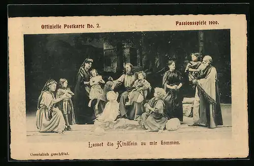 AK Oberammergau, Passionsspiele 1900, Lasset die Kindlein zu mir kommen