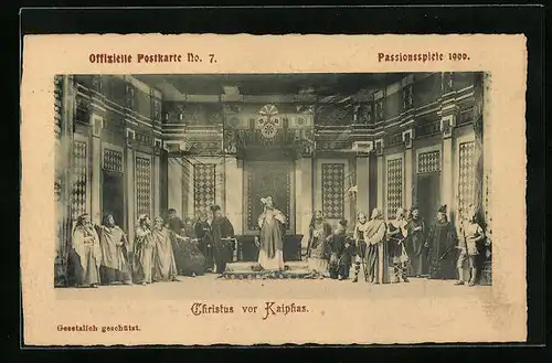 AK Oberammergau, Passionsspiele 1900, Christus vor Kaiphas
