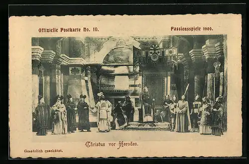 AK Oberammergau, Passionsspiele 1900, Christus vor Herodes