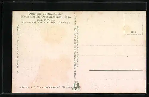 AK Oberammergau, Passionsspiele 1922, Verehrung des Kreuzes, mit Chor