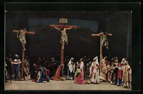 AK Oberammergau, Passionsspiele 1922, Kreuzigung