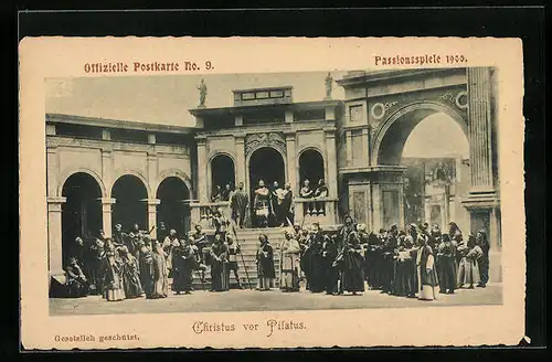 AK Oberammergau, Passionsspiele 1900, Christus vor Pilatus