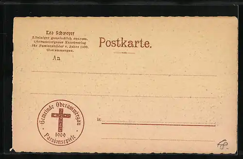 AK Oberammergau, Passionsspiele 1900, Christus vor Pilatus