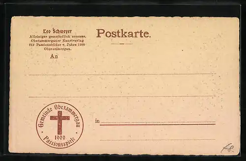 AK Oberammergau, Passionsspiele 1900, Abendmahl