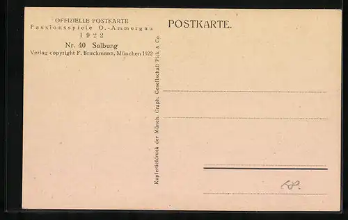 AK Oberammergau, Passionsspiele 1922, Salbung
