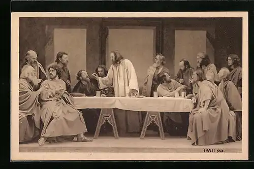 AK Oberammergau, Passionsspiele 1922, Abendmahlszene