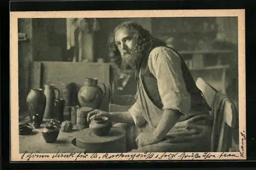AK Oberammergau, Passionsspiele, Christus-Darsteller Anton Lang in seiner Werkstatt