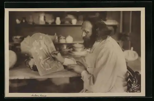 AK Oberammergau, Passionsspiele, Christus-Darsteller Anton Lang in seiner Werkstatt