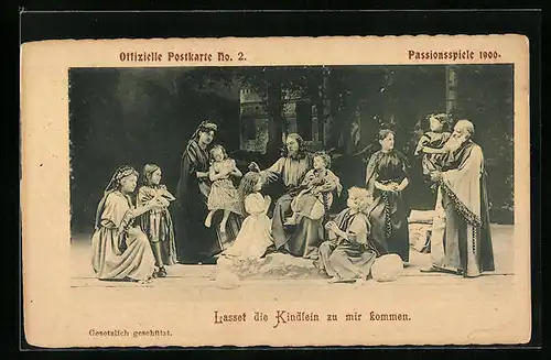 AK Oberammergau, Passionsspiele 1900, Lasset die Kindlein zu mir kommen