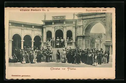 AK Oberammergau, Passionsspiele 1900, Christus vor Pilatus