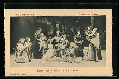 AK Oberammergau, Passionsspiele 1900, Lasset die Kindlein zu mir kommen