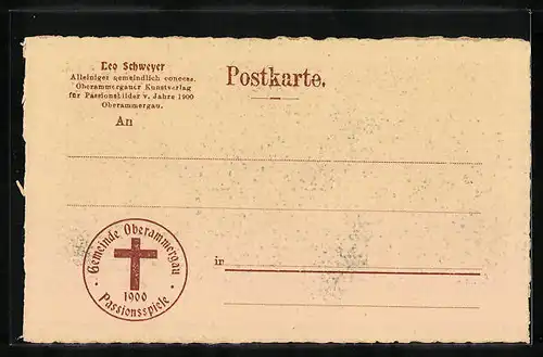 AK Oberammergau, Passionsspiele 1900, Christus vor Pilatus