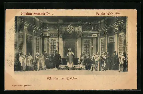 AK Oberammergau, Passionsspiele 1900, Christus vor Kaiphas