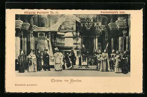 AK Oberammergau, Passionsspiele 1900, Christus vor Herodes