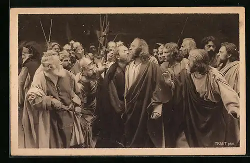 AK Oberammergau, Passionsspiele 1922, Judas verrät den Meister