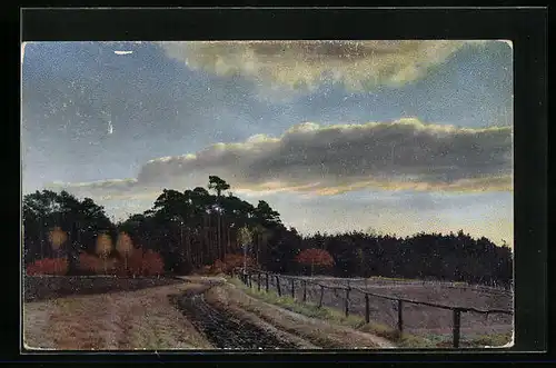 Künstler-AK Photochromie Nr. 1751: Felder im Herbst