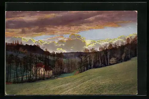 Künstler-AK Photochromie Nr. 4078: Landschaft im Abendrot