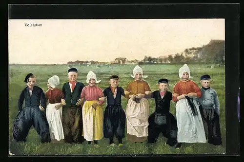 Künstler-AK Photochromie Nr. 4462: Volendam, Kinder in Tracht