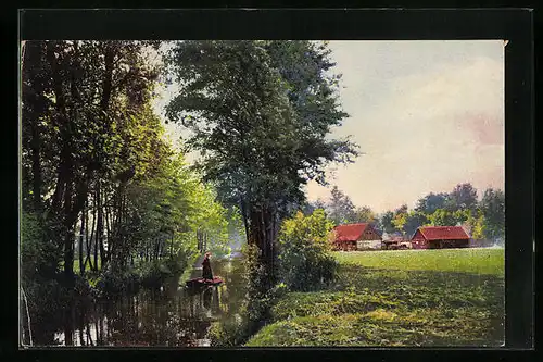 Künstler-AK Photochromie Nr. 4361: Sommerliche Flussidylle