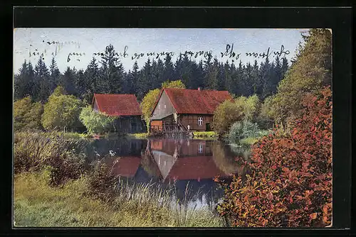 Künstler-AK Photochromie Nr. 3105: Herbstliche Dorfpartie