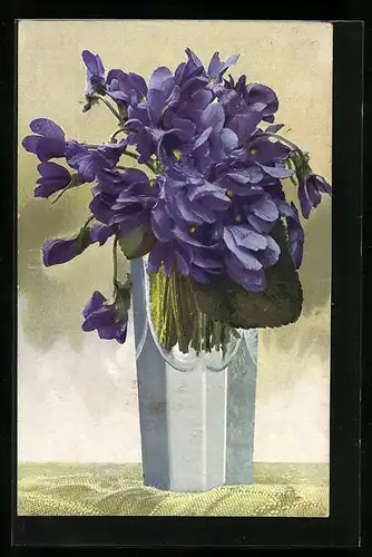 Künstler-AK Photochromie Nr. 989: Blaue Blüten in der Vase