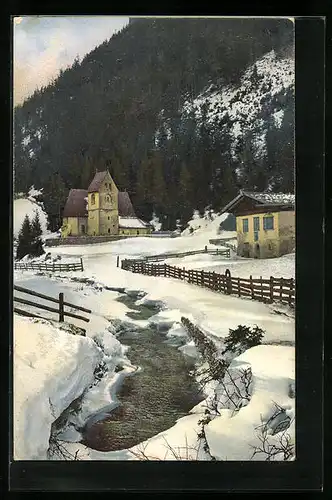 Künstler-AK Photochromie Nr. 1813: Dorf im Winter