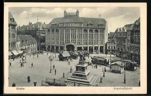 AK Essen, Strassenbahn auf dem Kopstadtplatz