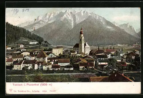 AK Toblach, Panorama mit Kirche