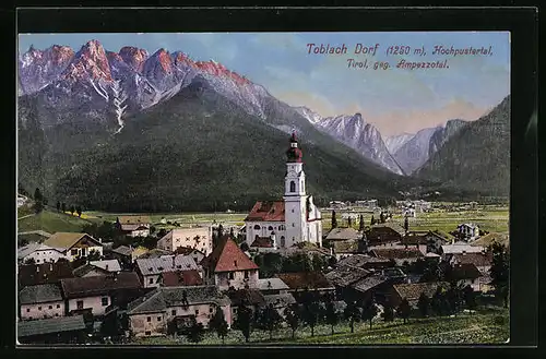 AK Toblach-Dorf, Gesamtansicht mit Kirche