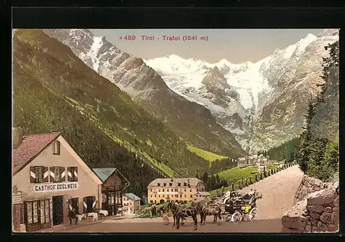 AK Trafoi, Partie am Gasthof Edelweis