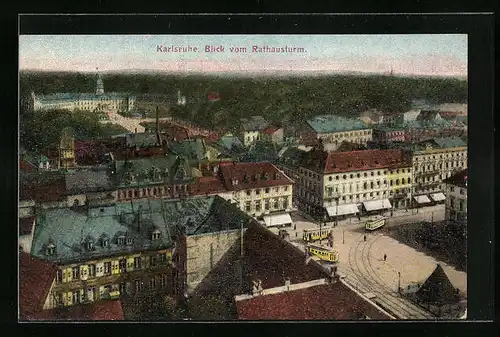 AK Karlsruhe, Blick vom Rathausturm