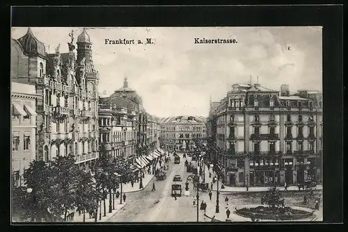 AK Frankfurt a. Main, Strassenbahnen in der Kaiserstrasse