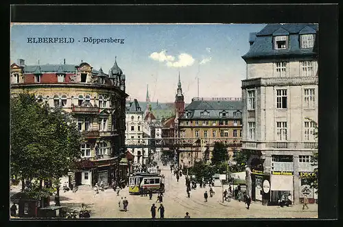 AK Elberfeld, eine Strassenbahn am Döppersberg