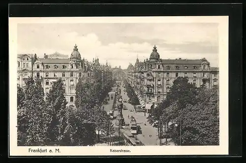 AK Frankfurt a. Main, Blick über die Kaiserstrasse mit Strassenbahnen