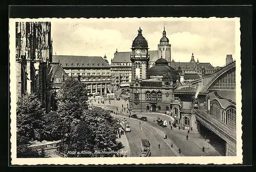 AK Köln a. Rhein, Strassenbahn am Hauptbahnhof