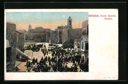 Lithographie Bethlehem, Anwohner auf dem Marktplatz