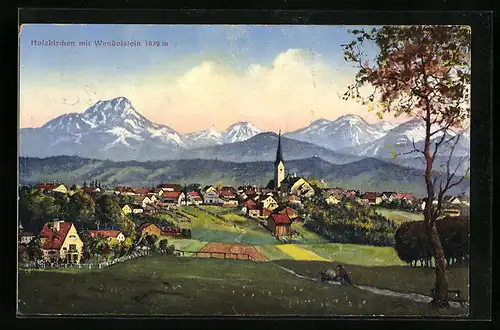 AK Holzkirchen, Ortsansicht mit Wendelstein