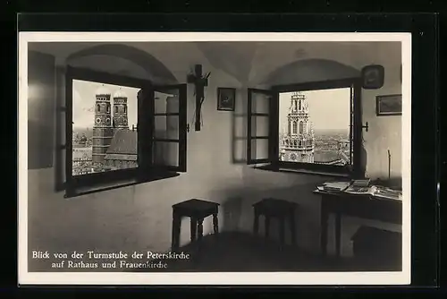 AK München, Turmstube der Peterskirche