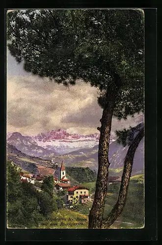 AK St. Magdalena bei Bozen, Ortsansicht mit Rosengarten