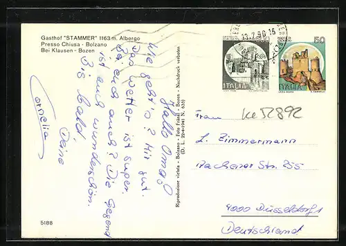 AK Klausen bei Bozen, Gasthof Stammer