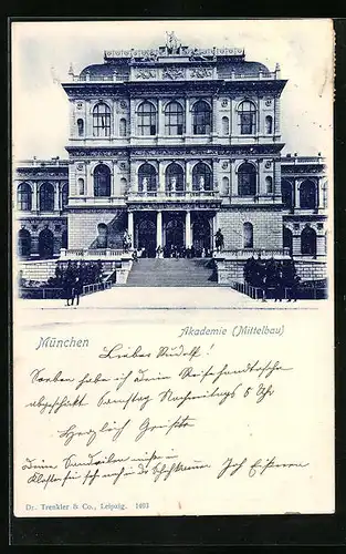 AK München, Mittelbau der Akademie, Fassade