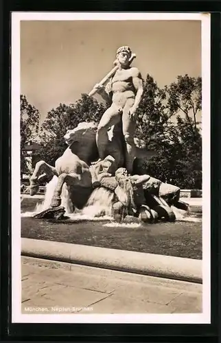 AK München, Blick auf den Neptun-Brunnen