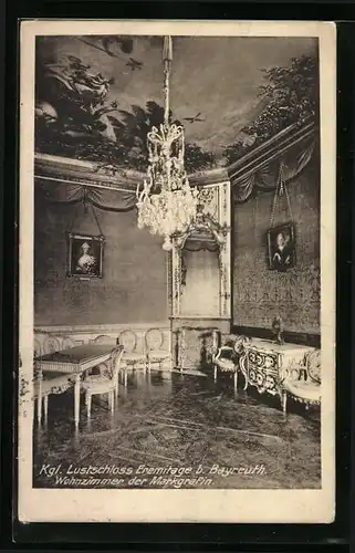 AK Bayreuth, Kgl. Lustschloss Eremitage, Wohnzimmer der Markgräfin