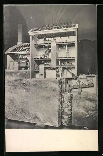 AK München, Deutsches Museum, Modell einer der ältesten Wasserhaltungsanlagen, Betriebszeit 1813-1885