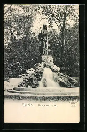 AK München, Blick auf den Germanenbrunnen