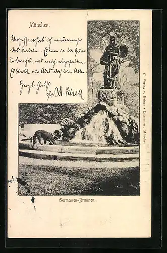 AK München, Blick zum Germanenbrunnen