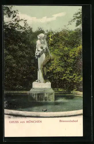 AK München, Wasserspeiender Brunnenbuberl