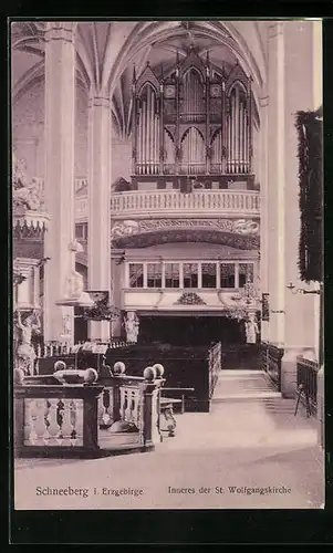 AK Schneeberg i. Erzgeb., Innenansicht der St. Wolfgangskirche