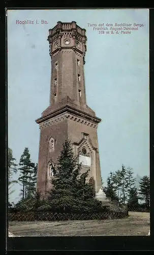 AK Rochlitz i. Sa., Turm auf dem Rochlitzer Berge, Friedrich August-Denkmal