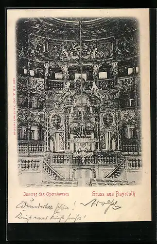 Künstler-AK Bayreuth, Blick in das Innere des Opernhauses